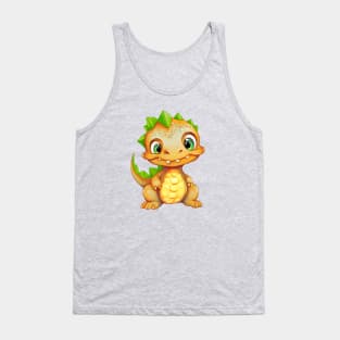 Cute Golden-green Baby Dinosaur Tank Top